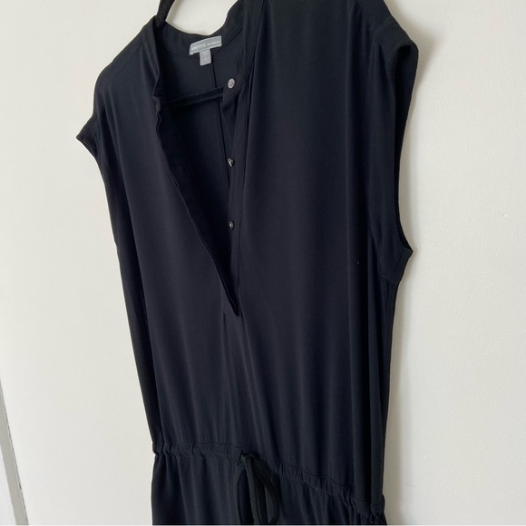 James Peres Black Short Sleeve Mini Shirt Dress Self Tie Belt size Medium - Picture 4 of 8